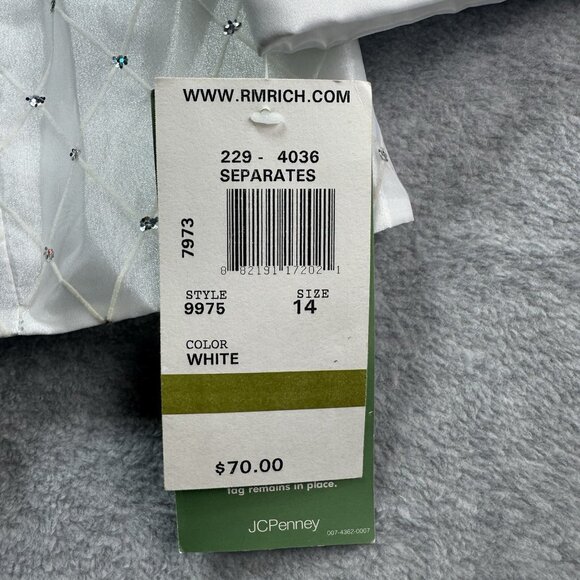 NWT R&M Richards Jacket Size 14 White Sheer Satin Glitter Womens Holiday Wedding - Picture 5 of 13
